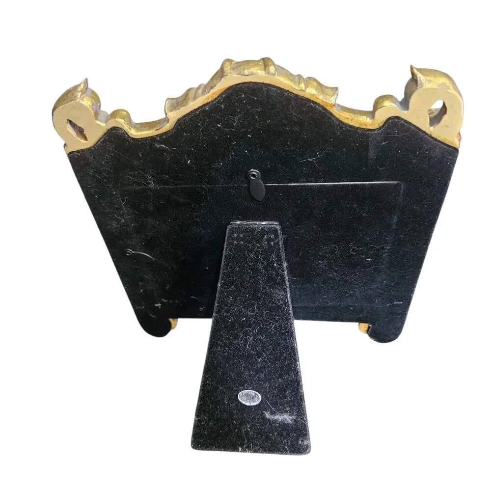 Vintage Ornate Gold Tone Metal Picture Frame Victorian Tabletop Easel Frame